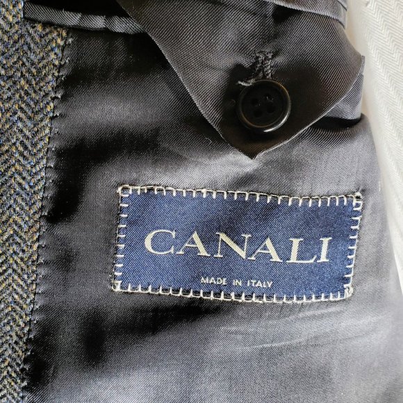 Canali S/C Gray -Herringbone 3Btn Wool/Cashmere Blend - Picture 10 of 13